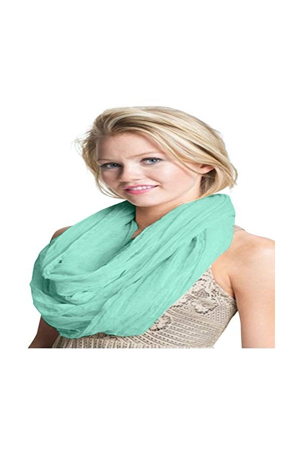 CJ Apparel Mobius Infinity Écharpe tour de cou tube circulaire Pashmina, cyan, taille unique