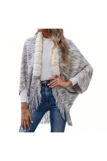 Cape châle en pashmina doux pour femme - Étole - Pull - Toucher cachemire - Châles et écharpes pour femmes, 2 Blanc, L