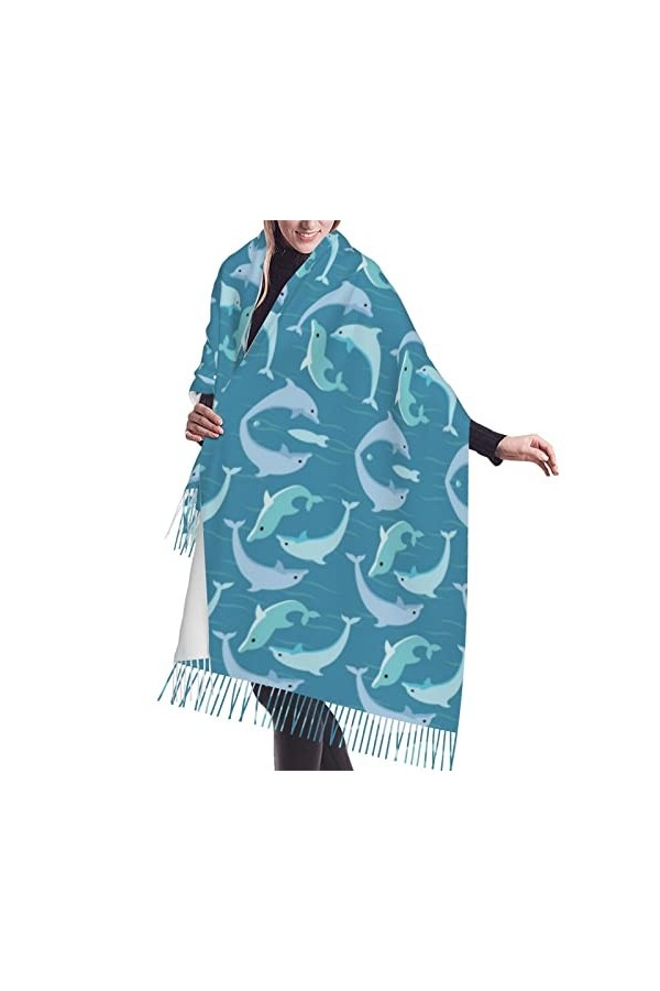 Écharpe à franges en cachemire imprimé ours colorés pour femme - Écharpe chaude en laine pour lhiver, Arc-en-ciel, taille un