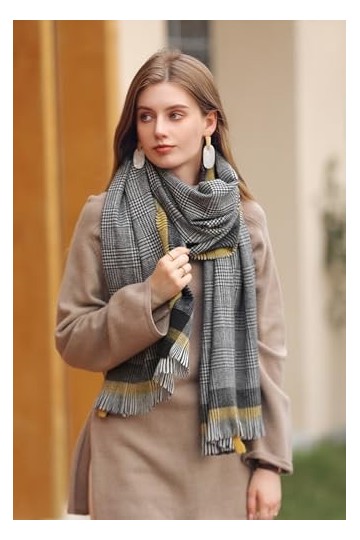 Longwu Écharpe pour femme, écharpe longue et chaude à carreaux tartan pour femme, châle enveloppant, écharpe pour cadeaux pou