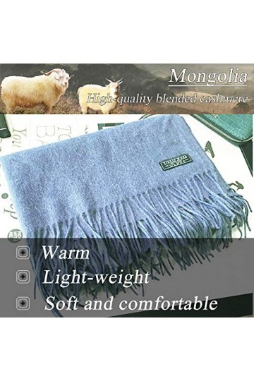 Gogogoal Hiver Écharpe Femmes Hommes Dames Cachemire Pashmina Châles Doux Épais Mode Foulards Grand XXL Longug jean Bleu