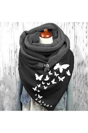 Fannyfuny Bouton dimpression de mode Écharpes chaudes Châles denveloppement décontractés Écharpe douce pour femmes Pashmina