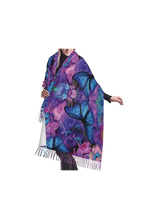 Écharpe à franges en cachemire imprimé citrouille dHalloween pour femme - Écharpe chaude en laine pour lhiver, london, tail