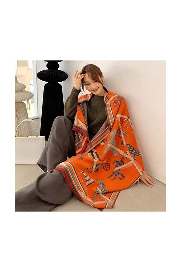 LCUK Imprimé Animal Hiver écharpe en Cachemire Femmes épais châles et enveloppements Chauds Marque Designer Cheval imprimé Pa