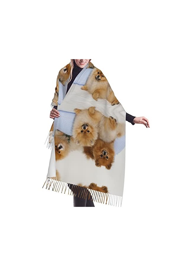 Écharpe à franges en cachemire imprimé tournesol et drapeau américain pour femme - Écharpe en cachemire chaude en laine pour 