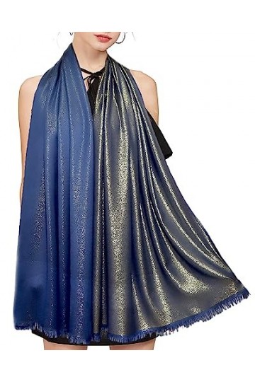 Gragengs Châles et écharpes pashmina métalliques scintillantes pour femme - Longue écharpe de fête - Couleur unie - Deux tons