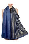 Gragengs Châles et écharpes pashmina métalliques scintillantes pour femme - Longue écharpe de fête - Couleur unie - Deux tons