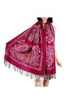 GFM® Écharpe style pashmina avec motif floral ou cachemire FRL2 , S109-a2-crtglb-rose, L