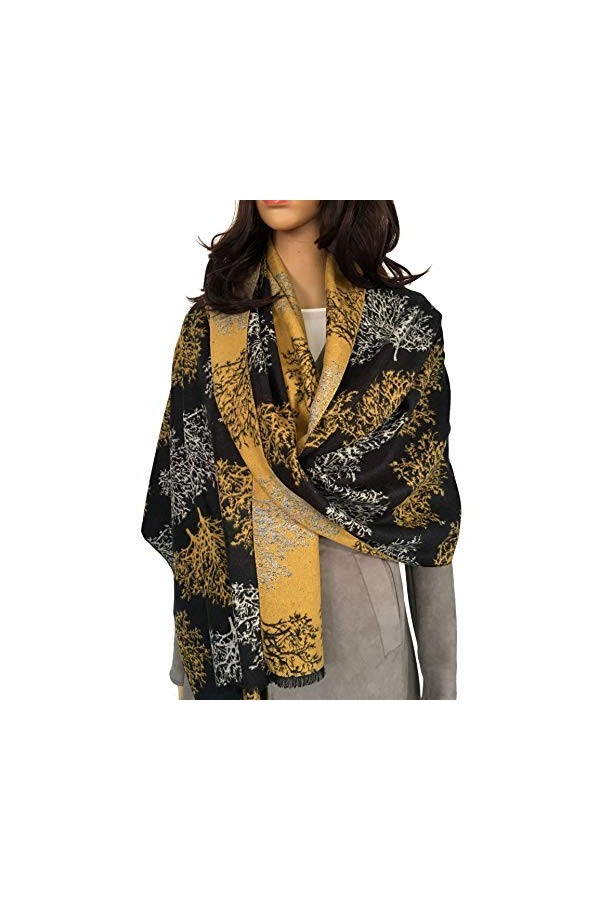 The Accessory Co. Écharpe en forme darbre de vie pour femme – Écharpes dhiver, châle pashmina réversible, écharpes et échar