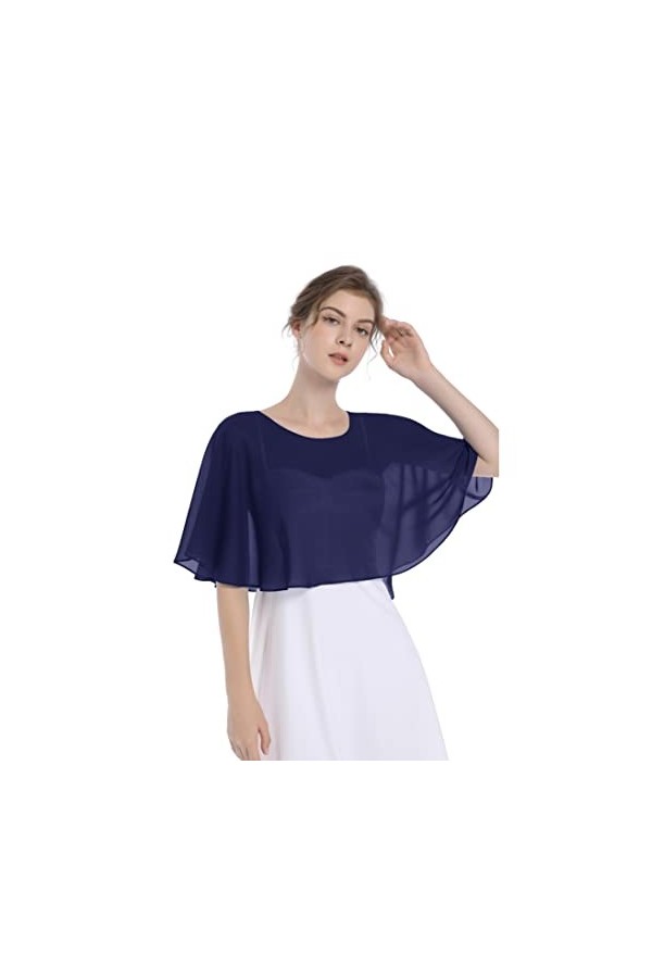 Capes de mariée Capelet en mousseline de soie Shrug Châles et enveloppements pour robe de soirée - Noir - Taille unique