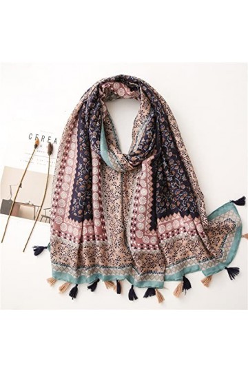 WYCSDD Dames Nouvelle Mode Floral Gland Viscose Châle Écharpe Femmes Wrap Pashmina Étole Hijab,01