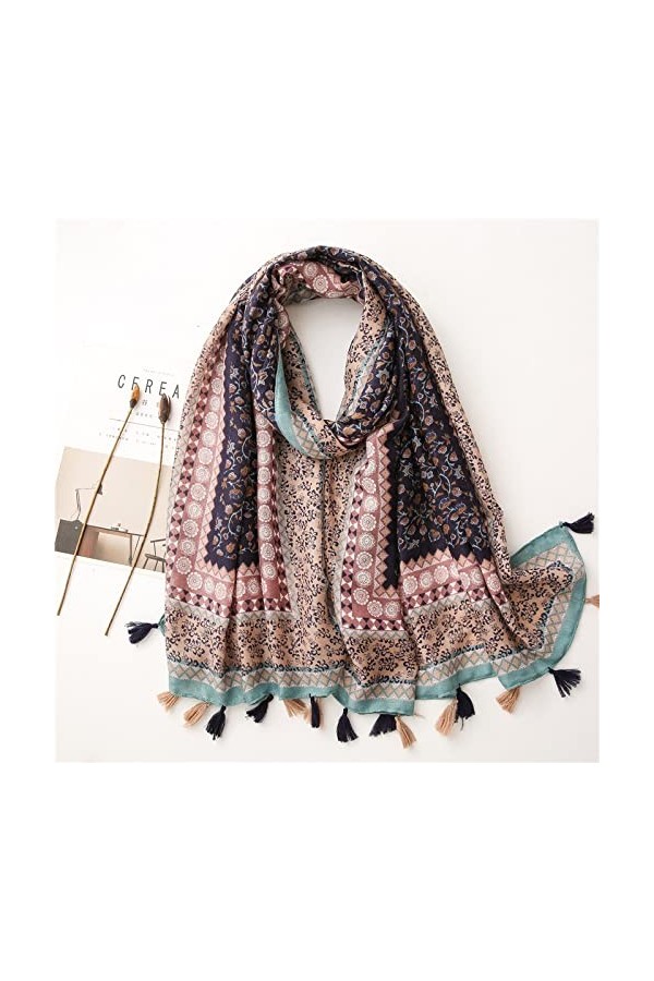 WYCSDD Dames Nouvelle Mode Floral Gland Viscose Châle Écharpe Femmes Wrap Pashmina Étole Hijab,01