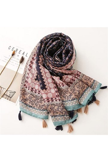 WYCSDD Dames Nouvelle Mode Floral Gland Viscose Châle Écharpe Femmes Wrap Pashmina Étole Hijab,01