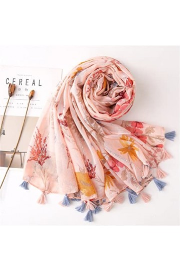 WYCSDD Mode Rétro Fleurs Paillettes Gland Viscose Châle Écharpe Femmes Imprimer Pashmina Étole Hijab 180 * 90cm