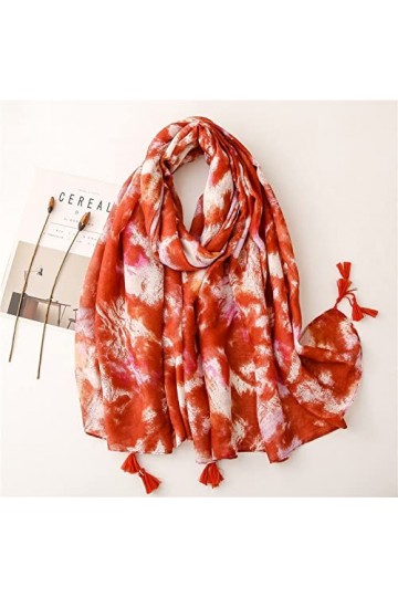 WYCSDD Automne Mode Peinture À Lencre Noire Gland Viscose Châle Écharpe Femmes Wrap Pashmina Étole Bufandas Hijab Snood 02