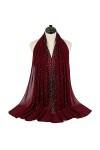 SDFW Perle Écharpe en Mousseline De Soie Femmes Mode Châle Wrap Long Bandana Doux Pashmina Rivet Hiver Foulards Hijab Femme