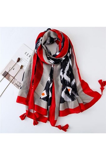 WYCSDD Nouvelle Dame Géométrique Plaid Gland Viscose Châle Écharpe Femmes Haute Qualité Wrap Pashmina Étole Hijab Snood 180 *