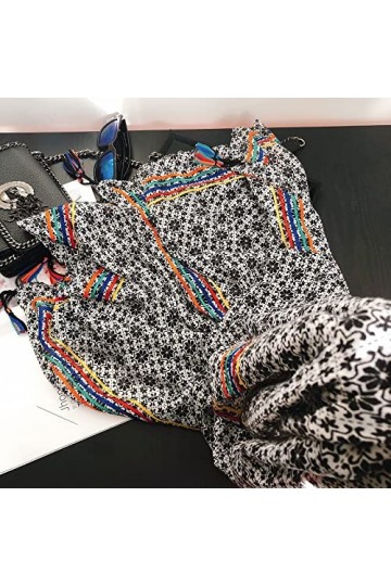 WYCSDD Femmes Mode Floral Gland Viscose Châle Écharpe Wrap Pashmina Étole Hijab Snood 180 * 100Cm, 01