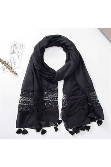 WYCSDD Automne Hiver Mode Plaine Dentelle Floral Écharpe Femmes Surdimensionné Laser Cut Châles Et Wraps Lady Pashmina Bandea