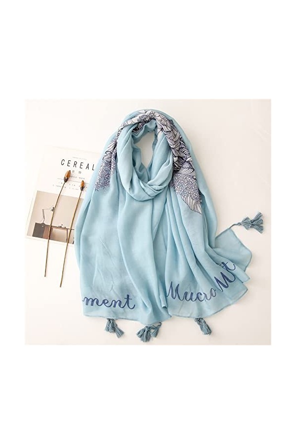 WYCSDD Femmes Belle écharpe en Viscose à Glands Floraux Lady Print Soft Wrap Pashmina Stole Hijab