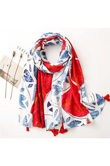 WYCSDD Feuilles Floral Tassel Viscose Châle Écharpe Dames Mode Head Wraps Pashmina Étole Hijab 180 * 100Cm