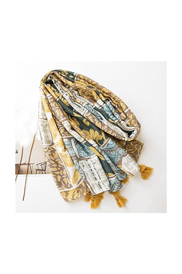 WYCSDD Automne Mode Floral Tassel Viscose Écharpe Châle Tête Wrap Pashmina Étole Hijab 180 * 100cm, 01