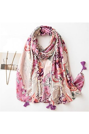 WYCSDD Mode Africain Violet Floral Gland Viscose Châle Écharpe Tête Wraps Pashmina Étole Hijab 180 * 100 Cm