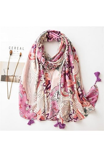 WYCSDD Mode Espagne Africain Violet Floral Gland Viscose Châle Écharpe Tête Wraps Pashmina Étole Hijab 180 * 100 Cm