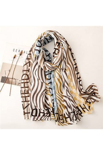 WYCSDD Mode féminine Joli Motif zébré écharpe en Viscose à Franges Châle Wrap Pashmina Stole Hijab 180 * 90cm, 01