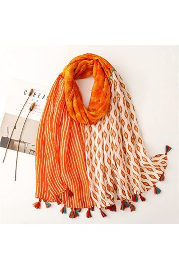 WYCSDD Écharpe en Viscose à Glands Floraux à Contraste géométrique, châle, imprimé Dame, étole Pashmina Douce, étole Bufandas