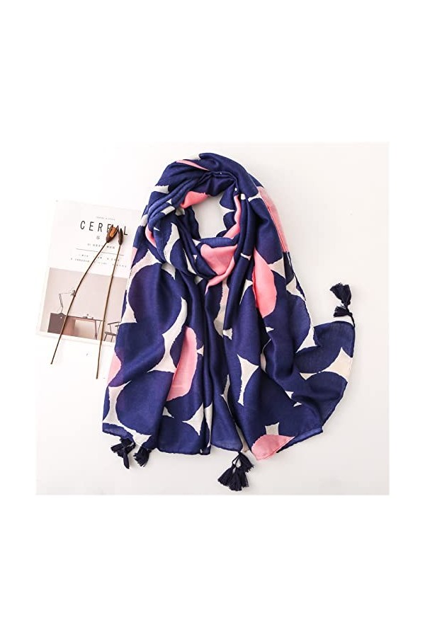 WYCSDD Bleu Rose Cercle Viscose Écharpes Dame Châles Et Wraps Pashmina Grande Taille Étoles De Plage Bandana Foulard 180 * 10