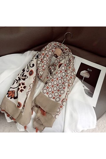 WYCSDD Mode Dot Floral Patchwork Viscose Écharpe Châle Dame Imprimer Doux Wrap Pashmina Hijab 180 * 90cm, 04