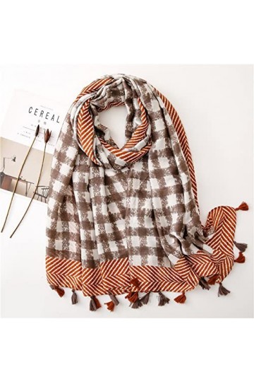 WYCSDD Mode dautomne croisé à Carreaux zèbre Gland Viscose écharpe Dame Couverture châles et enveloppes Pashmina étole Hijab