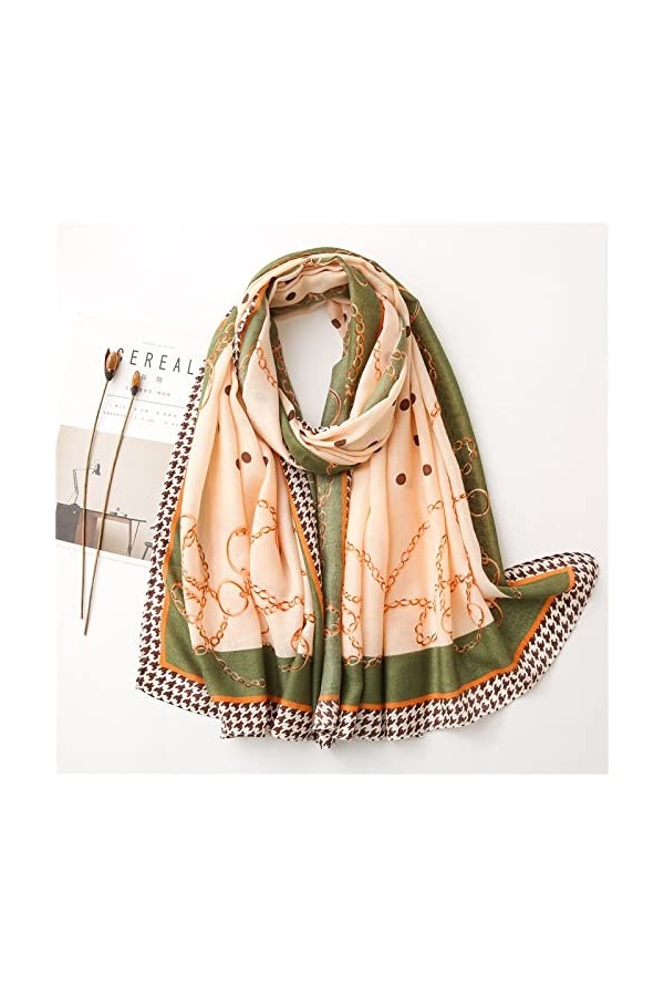 WYCSDD Mode féminine Automne Ceinture Chaîne Viscose Écharpe Châles Et Wraps Pashmina Étole Foulard Hijab 180 * 90cm, 03