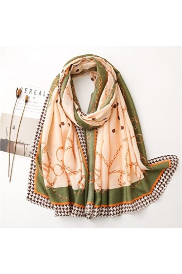 WYCSDD Dames Mode Automne De Luxe Ceinture Chaîne Viscose Écharpe Châles Et Wraps Pashmina Étole Foulard Hijab 180 * 90Cm, 04