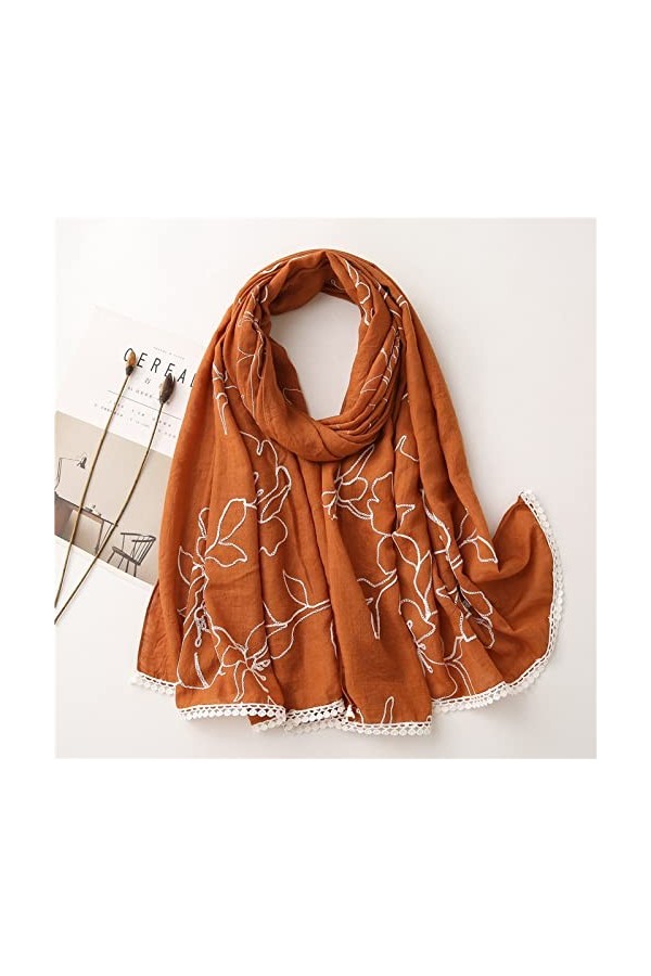 WYCSDD Automne Hiver Dentelle Point Floral Viscose Écharpe Dame Châles et Wraps Pashmina Étole Foulards Hijab 180 * 90cm, 01
