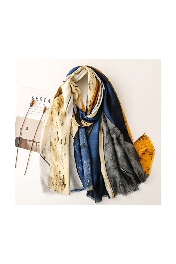 WYCSDD Mode Ombre Plaid Franges Viscose Écharpe Dame Haute Qualité Wrap Pashmina Étole Hijab Snood 180 * 90cm, 03