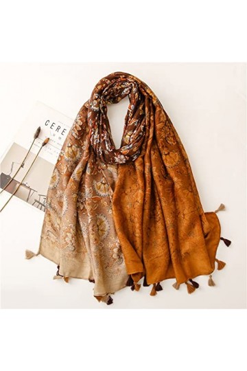 WYCSDD Automne Mode Ombre 3 Couleurs Couture Fleur Gland Viscose écharpe Dame dégradé châles et enveloppes Pashmina étole Hij