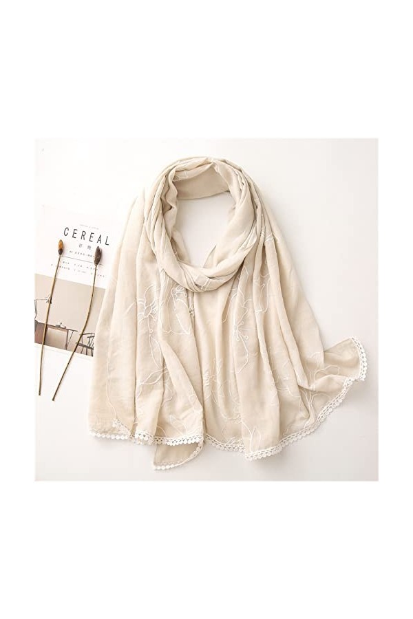WYCSDD Automne Hiver Dentelle Point Floral Viscose Écharpe Dame Châles Et Wraps Pashmina Étole Foulards Hijab 180 * 90Cm,01