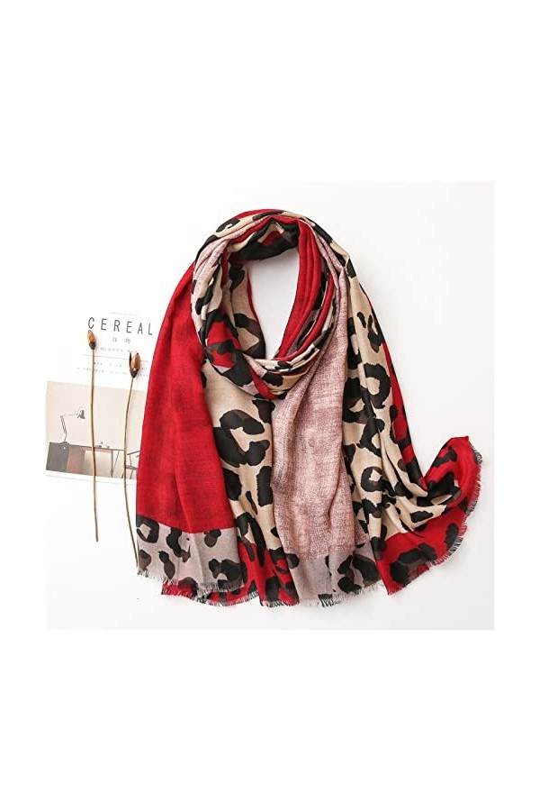 WYCSDD Vrouwen Mode Luipaard Écharpe en Viscose À Franges Patchwork Sjaal Lady Hoge Kwaliteit Wrap Pashmina Étole Hijab 180 *