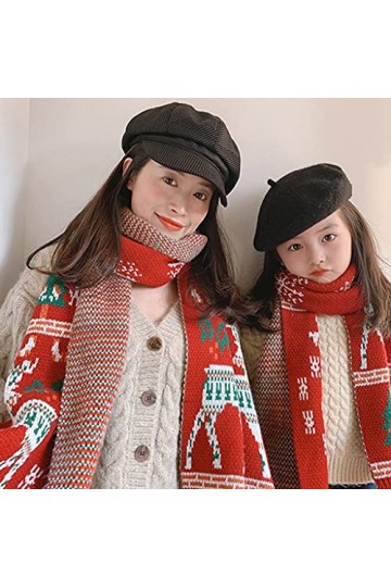 MEIBAOGE Hiver Mode Noël Élégant Dessin Animé Cerf Arbre De Noël Imitation Cachemire Sentir Long Pashmina Écharpe Parent-Enfa