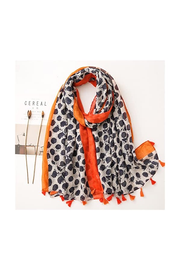 WYCSDD Femmes Mode Peinture À Lencre À Pois Viscose Châle Écharpe Dame Impression Doux Pashmina Étole Wrap Bandana Foulard 1