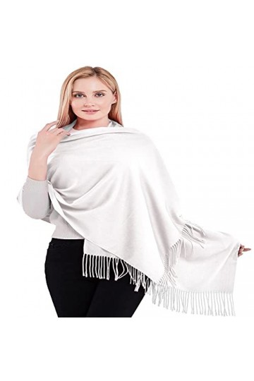 CJ Apparel Blanc Épaisse Solide Couleur Unie Conception Népalaise Châle écharpe étole Wrap Châles Pashminas Nouvelle