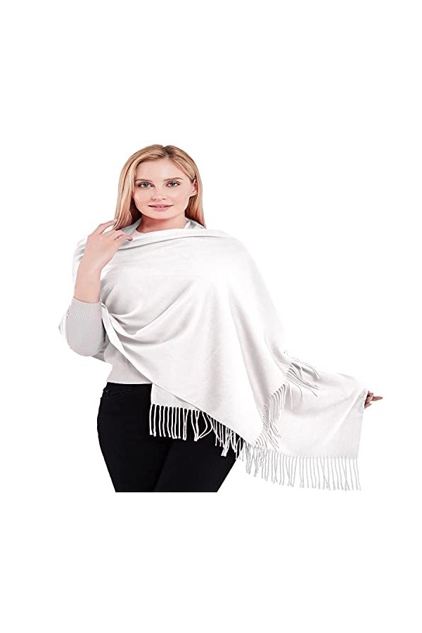CJ Apparel Blanc Épaisse Solide Couleur Unie Conception Népalaise Châle écharpe étole Wrap Châles Pashminas Nouvelle