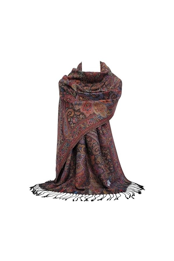 GFM® Châle style pashmina motif mosaïque florale MSC-A , Msc33-kl-noir, L