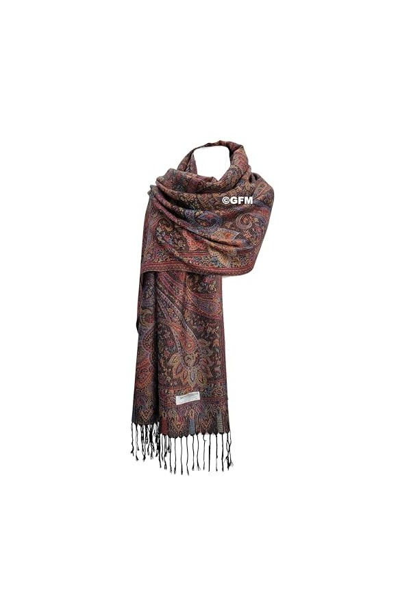 GFM® Châle style pashmina motif mosaïque florale MSC-A , Msc33-kl-noir, L