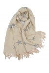 Claudia & Jason® Écharpe dhiver réversible avec imprimé étoiles Pashmina Unisexe, crème, 180*90cm approx