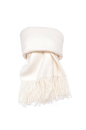 QUEEN HELENA Écharpe dHiver Pashmina Femme SC22-7 Blanc, Taille unique