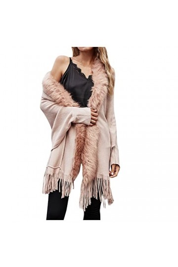 Cape châle en pashmina doux pour femme avec ourlet à franges pour lautomne et lhiver 2023, 7 rose, L