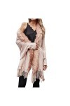Cape châle en pashmina doux pour femme avec ourlet à franges pour lautomne et lhiver 2023, 7 rose, L